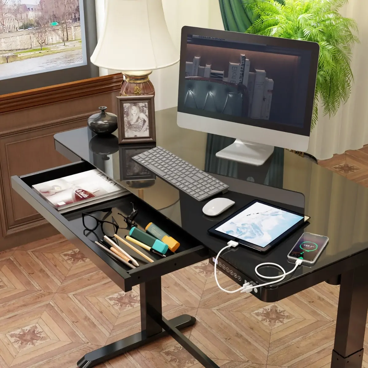 Birou reglabil Hugo Birou reglabil Hugo Black 120x60 cm - imagine 8