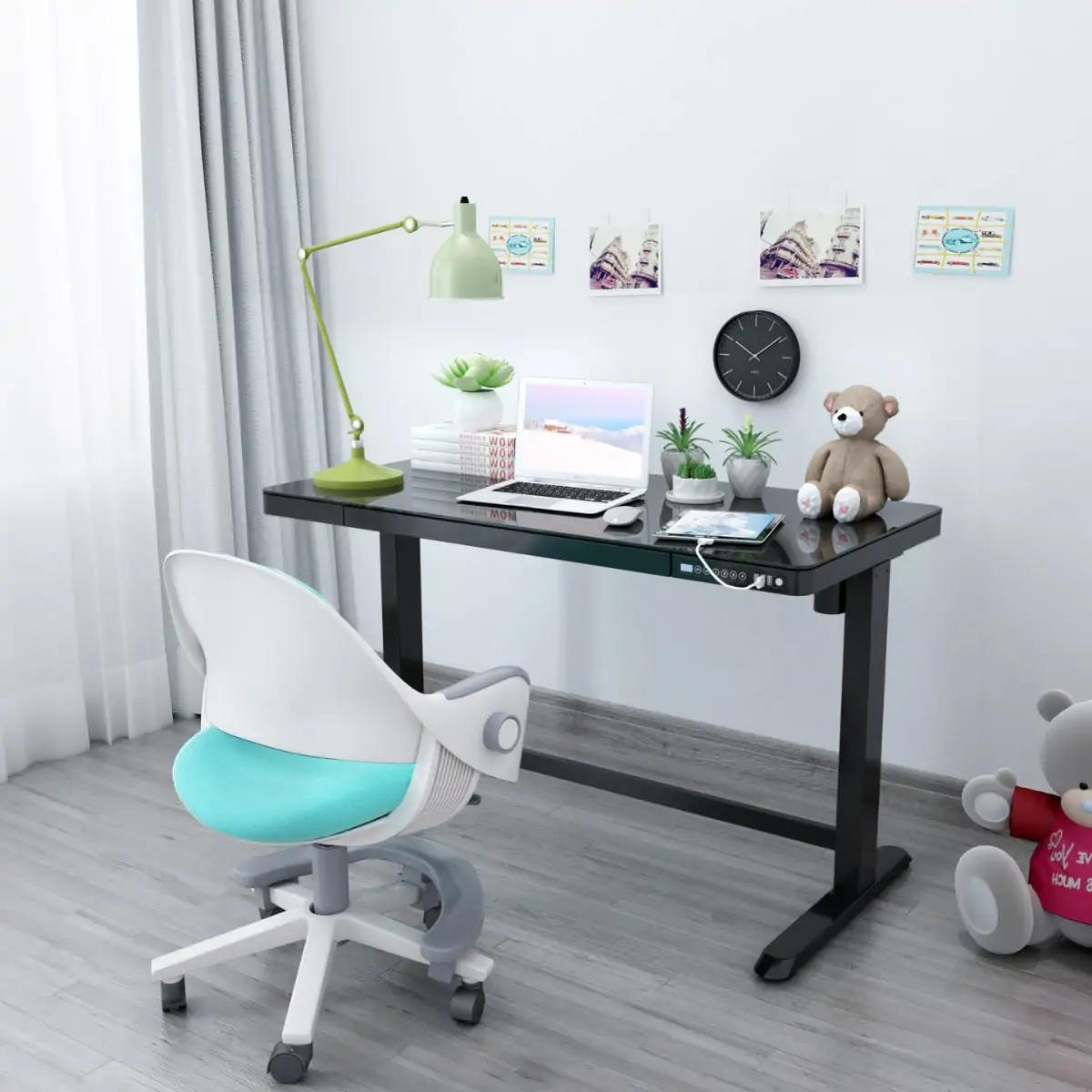 Birou reglabil Hugo Birou reglabil Hugo Black 120x60 cm - imagine 10