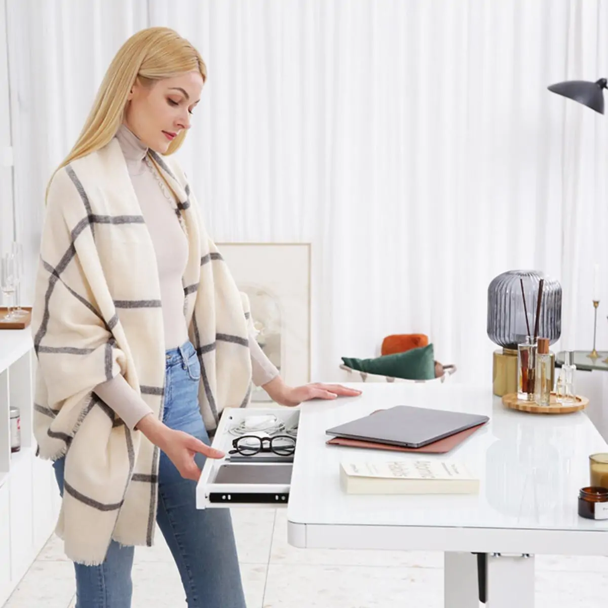 Birou reglabil Hugo White 120x60 Birou reglabil Hugo White 120x60