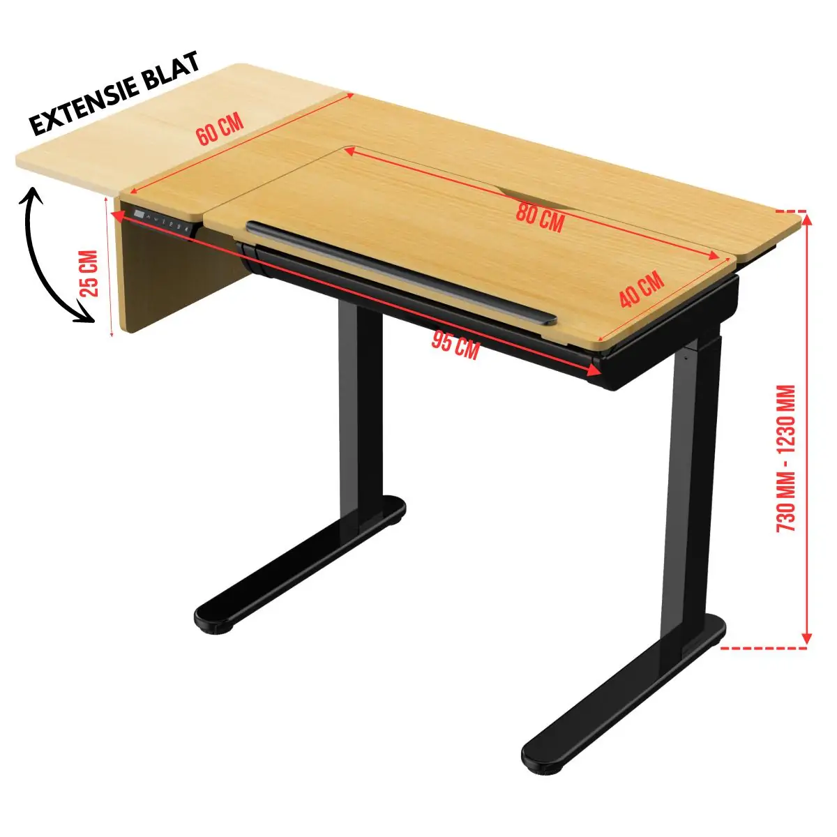 Birou reglabil Flexi 95-120x60 cm - imagine 8