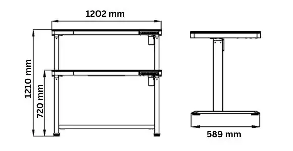 Birou reglabil Hugo Black 120x60 cm 5 Birou reglabil Hugo Black 120x60 cm