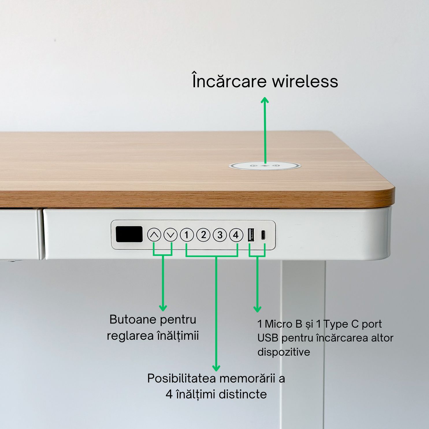 Hugo Wood Workstation control panel Birou reglabil Hugo Wood Workstation 140x70cm