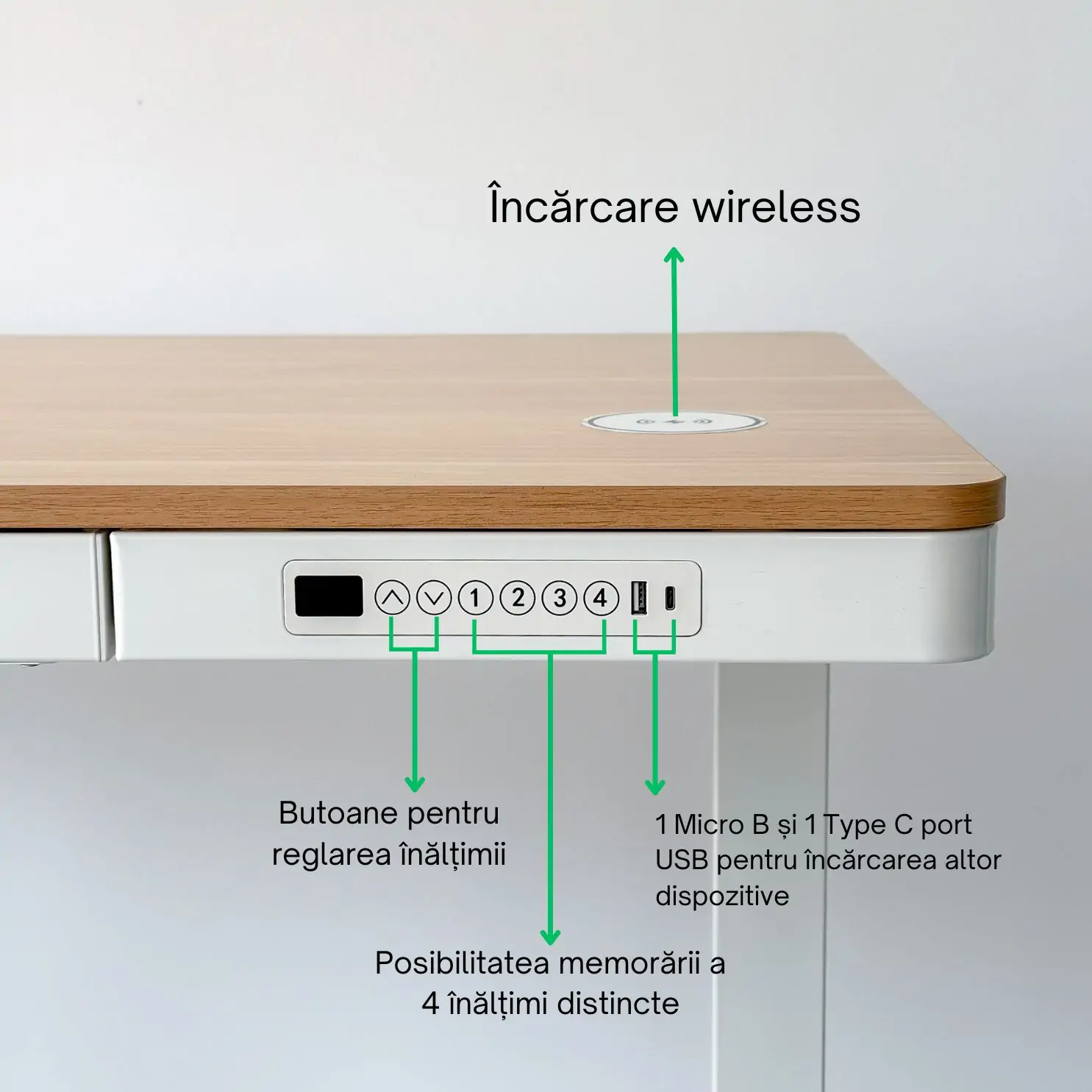 Birou reglabil Hugo Blackwood Workstation 140x70 cm