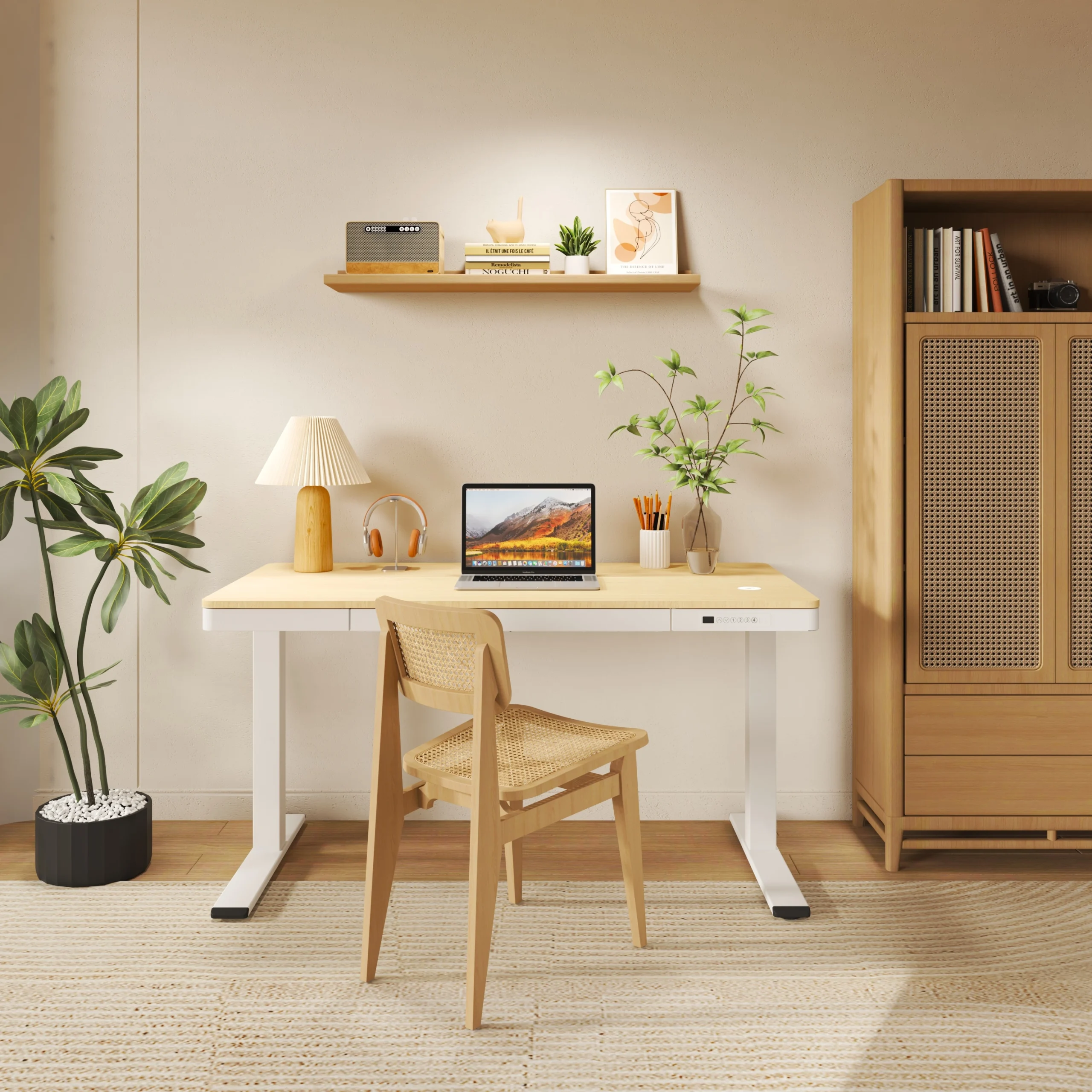 Birou reglabil Hugo Wood Workstation 140x70cm 1 Birou reglabil Hugo Wood Workstation 140x70cm