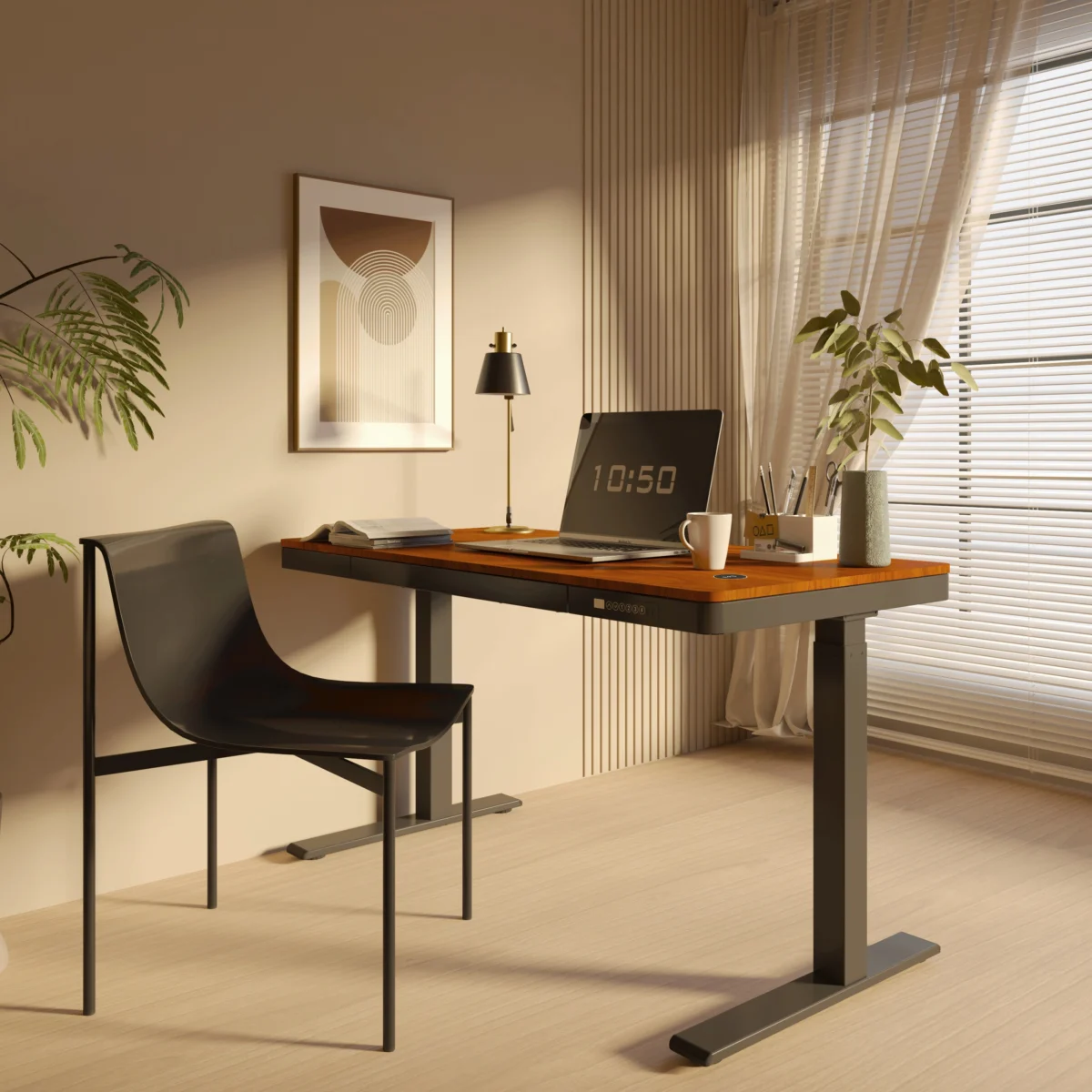 Hugo Blackwood Workstation Birou reglabil Hugo Blackwood Workstation 140x70 cm - imagine 2